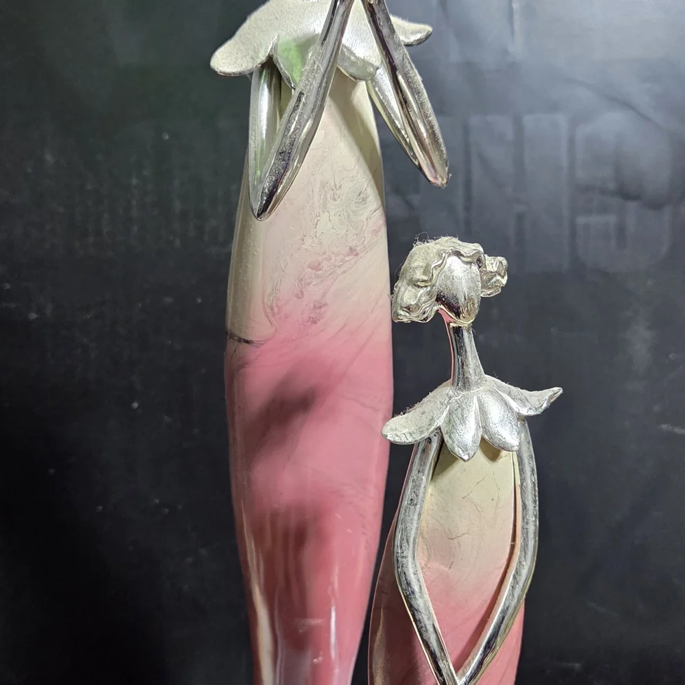 Williams Sonoma Pink and Silver Ceramic Figures